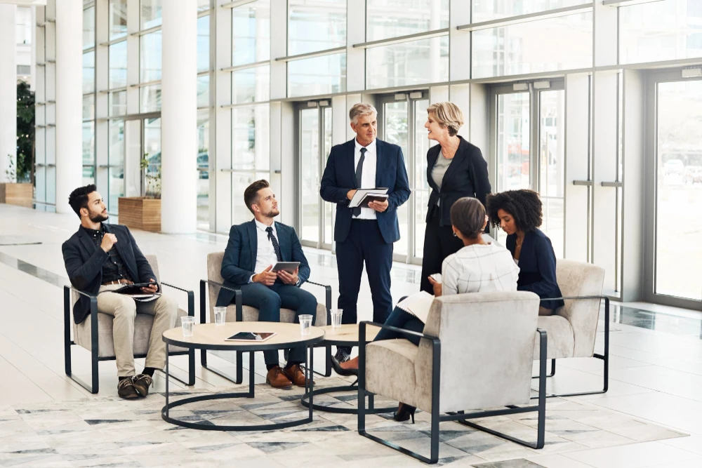 Group of people consulting a project
