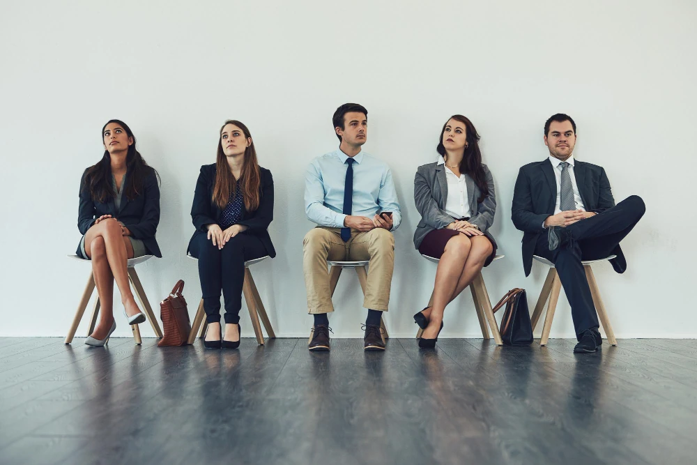 A group of job candidates waiting for interview
